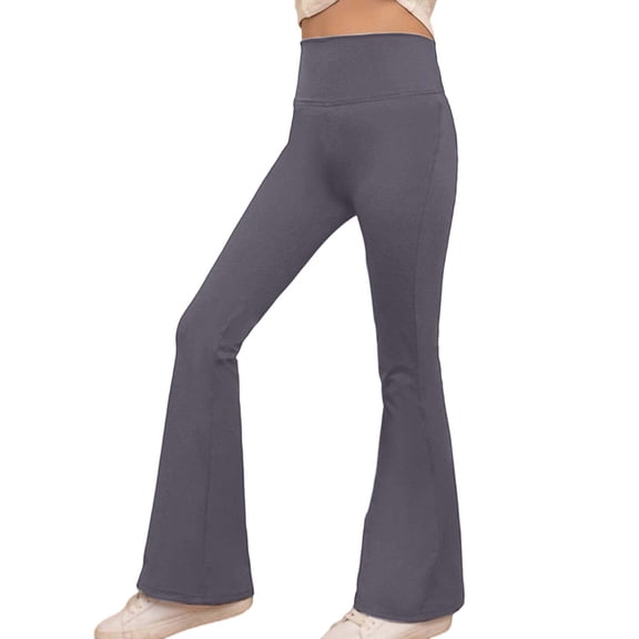 QUOTAY Girls High Waist Lined Yoga Pants for Girls with Lifting Design for Winter Outdoor Activities and Casual Wear 6-16 Years 02_Grey,6-7 Years