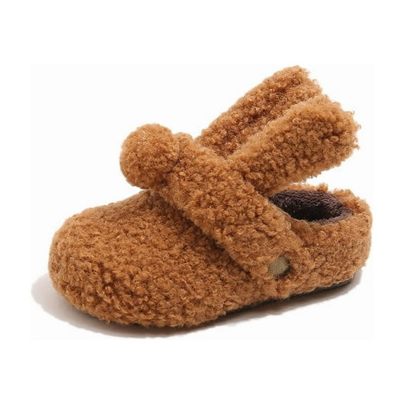 QUOTAY Girls Lined Winter Clogs on Shoes with Soft Comfort Footbed for Indoor Slippers and Outdoor Cozy Wear Brown,2-2.5 Years