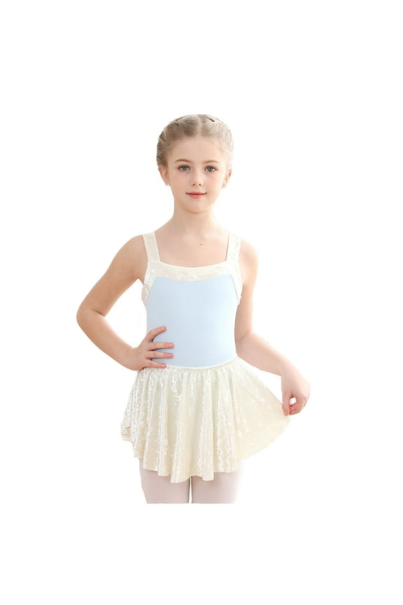 Girls Outfits Suspenders Glitter Dance Ballet Tutu Leotard Ballerina Outfit for Girls Toddler Practice and Performance Light Blue,6-7 Years