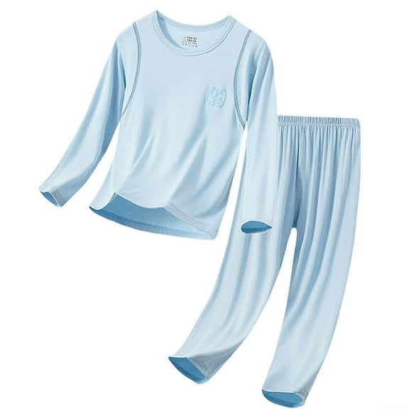 QUOTAY Girls Pajamas Soft Long Sleeve Sleepwear Set Comfortable Kids Loungewear Outfit for Toddler and Children 3-16Years Light Blue,5-6 Years
