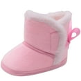 thumbnail image 1 of QUOTAY Girls Prewalker Shoes Baby Winter Warm Boys Boots Toddler Non Baby Shoes Fuzzy Slippers For Pink，0-3 Months, 1 of 5