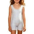thumbnail image 1 of QUOTAY Girls Sequin Tank Bodysuit with Shorts Sleeveless Leotard for Dance Gymnastics Performance Stretch Fit Comfortable Activewear Silver,150, 1 of 4