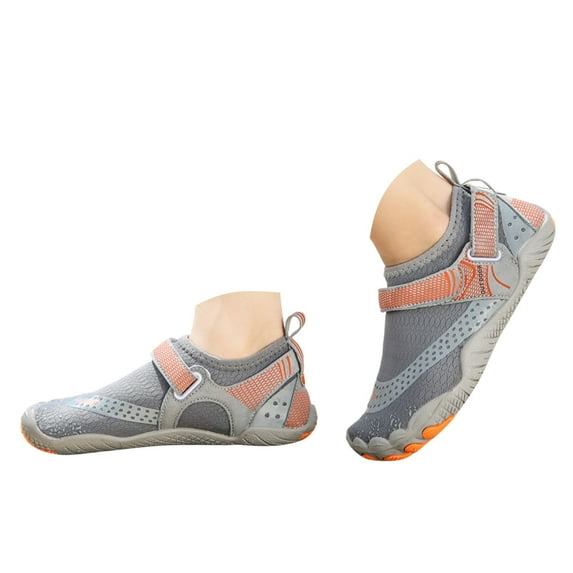 QUOTAY Girls Sneakers for Beach Water Sports Barefoot Shoes Non Lightweight Comfortable Kids Hiking Shoes Outdoor Slippers Age 3-13 Grey,6.5