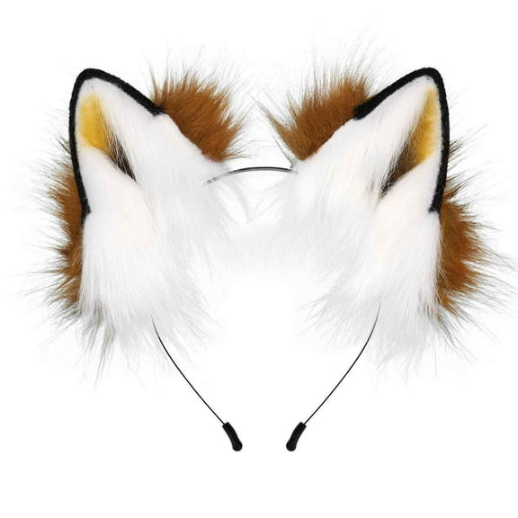 QUOTAY Handmade Wolf Ears Headband for Party Lone Wolf Role Play Accessory 01_BW1，One Size
