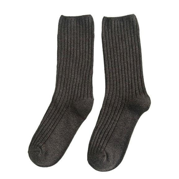 QUOTAY Japanese Style Double Knit Crew Socks for Women Soft Casual Mid Calf Socks for Women Breathable Everyday Wear Stackable Socks 01_Grey，One Size