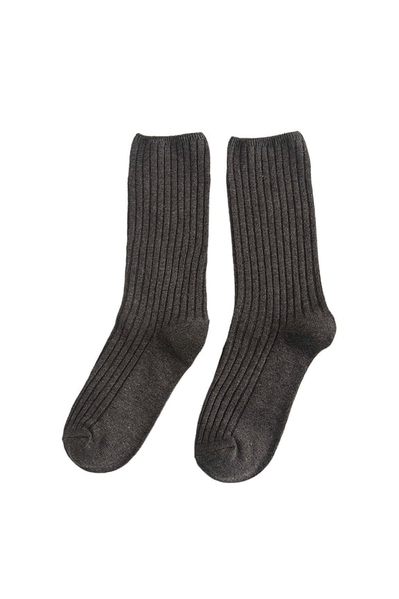 Japanese Style Double Knit Crew Socks for Women Soft Casual Mid Calf Socks for Women Breathable Everyday Wear Stackable Socks 01_Grey,One Size