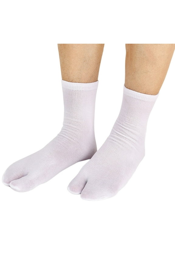 Japanese Tabi Sock Slippers Unisex Split Toe Blend Mid Calf Socks Slipper Socks for Home Wear Comfortable Non Indoor Outdoor White，One Size