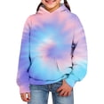 thumbnail image 1 of QUOTAY Kids 3D Visual Digital Printed Tie Dye Hoodie Pullover Sweatshirt with Pocket C Casual Top for Children Graphic Hoodies Light Blue,11-12 Years, 1 of 2