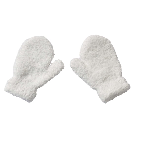 QUOTAY Kids Gloves Childrens Winter Knitted Mittens with Half Thickened and Warm for Toddlers 1 to 3 Years Old 02_White,1-3 Years