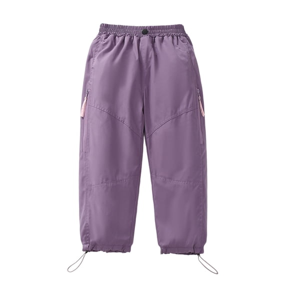 QUOTAY Kids Lined Cargo Boys Pants Winter Softshell Trousers Outdoor Windproof Loose Fit Casual Joggers for Girls and Boys 4-13 Years 05_Purple,10-11 Years