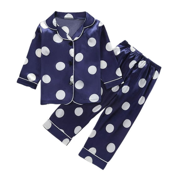 QUOTAY Kids Pajamas for Boys and Girls Satin Silk Button Down Pajamas Sets Solid Two Piece Family Matching Sleepwear Loungewear Blue,18-24 Months