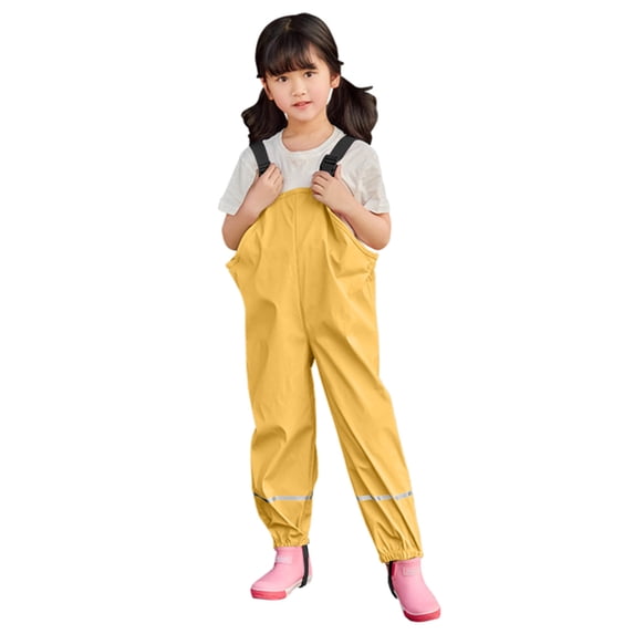 QUOTAY Kids Rain Pants Winter Warm Double-Layer Waterproof Windproof Mud Overall Jumpsuit for Boys and Girls Ages 2-11 Jumpsuit 04_Yellow,120