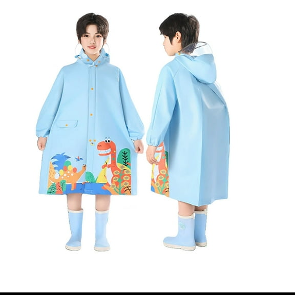 QUOTAY Kids School Use Rain Ponchos with Backpack Space for Rainy Day Commute Ages 9-16 Years Blue,XXL