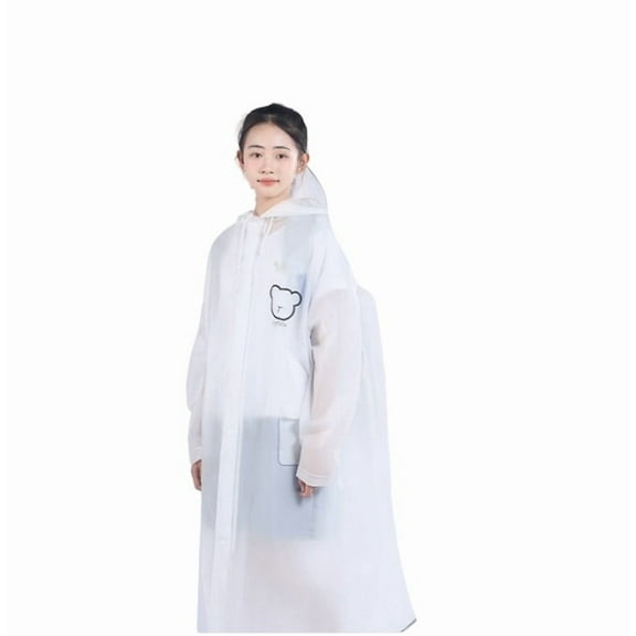 QUOTAY Kids Students Full Body Large Size Rain Ponchos for School Commute Rain Gear Ages 12-16 Years White,XXL