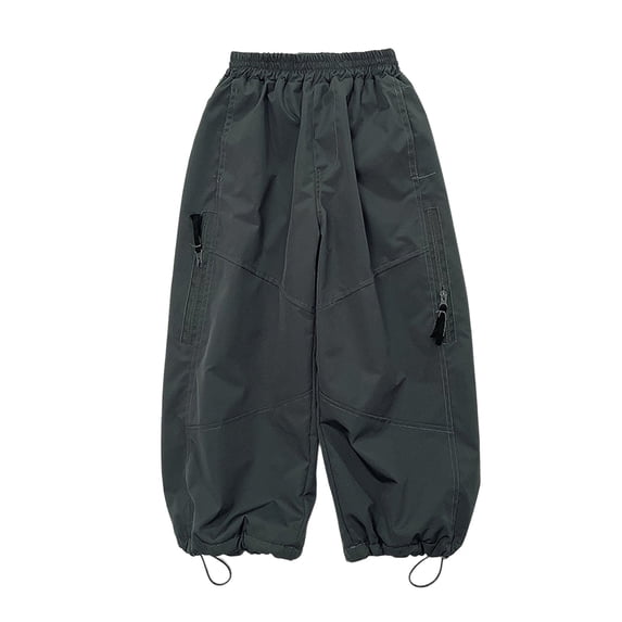 QUOTAY Kids Winter Lined Cargo Boys Pants Outdoor Hiking Windproof Trousers for Girls and Boys Casual Loose Fit Thick Warm 4-13 Years 01_Grey,4-5 Years