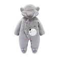thumbnail image 1 of QUOTAY Long Sleeve Romper Winter Warm Baby Jumpsuit Soft Bodysuit Cozy Toddler Pajama Outfit for Boys Girls Z01_Grey,12M, 1 of 5
