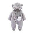 thumbnail image 1 of QUOTAY Long Sleeve Romper Winter Warm Baby Jumpsuit Soft Bodysuit Cozy Toddler Pajama Outfit for Boys Girls Z01_Grey,3M, 1 of 5