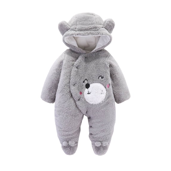 QUOTAY Long Sleeve Romper Winter Warm Baby Jumpsuit Soft Bodysuit Cozy Toddler Pajama Outfit for Boys Girls Z01_Grey,3M