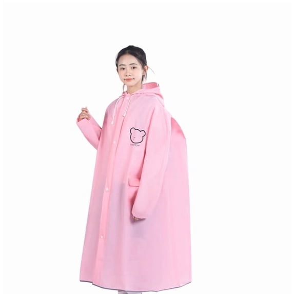 QUOTAY Rain Coat Girls Boys Buttoned Thick Rain Poncho Full Body Waterproof For Older Kids Youth Ages 12-16 Years Rain Poncho Kids Light Pink,XXXL
