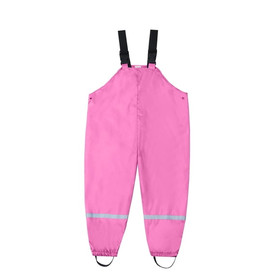 QUOTAY Rain Pants Kids Winter Windproof Waterproof Double-Layer Warm Jumpsuit with Reflective Strips for Boys and Girls Ages 2-11 Girls Jumpsuit 01_Hot Pink,130
