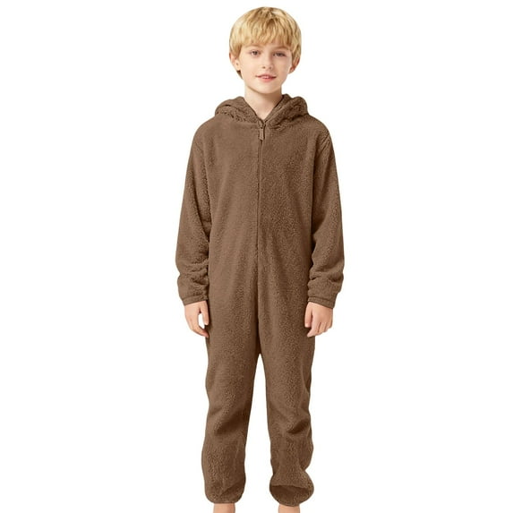 QUOTAY Soft Pajama Kids Jumpsuit for Toddler Boys Girls Cozy Sleeper Outfit with Grip Socks for Lounging at Home Coffee,9-10 Years