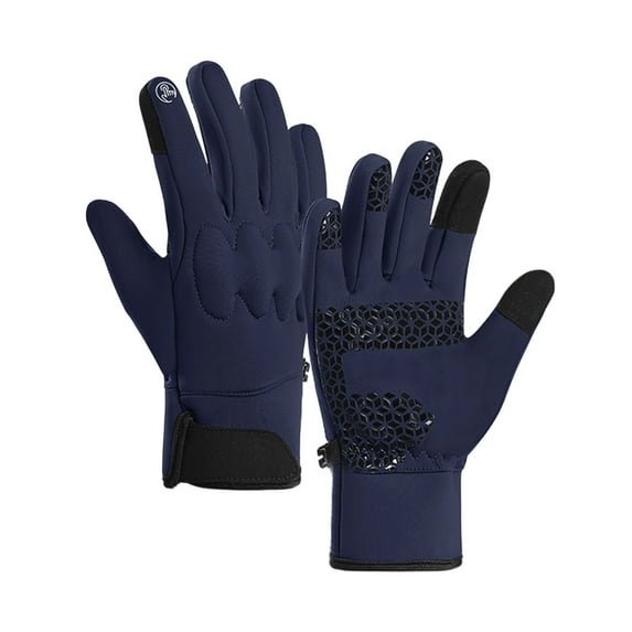 QUOTAY Softshell Running Gloves Women Touchscreen Windproof Water for Outdoor Cycling Skiing Sports Thermal Lined 05_Blue,L