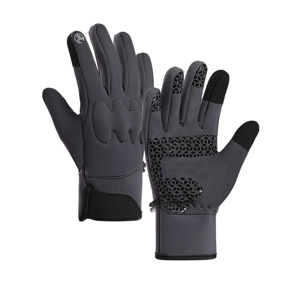 QUOTAY Softshell Running Gloves Women Touchscreen Windproof Water for Outdoor Cycling Skiing Sports Thermal Lined 05_Grey,M