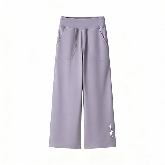 QUOTAY Solid Color Flared Yoga Pants with Pockets Girls Sweatpants Warm Lined Stretchy Athletic Bottoms for Casual Playwear Purple,170