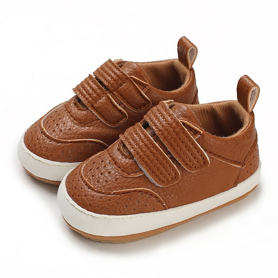 QUOTAY Spring Autumn Children Baby Toddler Shoes Boys Girls Flat Bottom Non Lightweight Double Hook Loop Kids Slippers Brown,0-6 Months