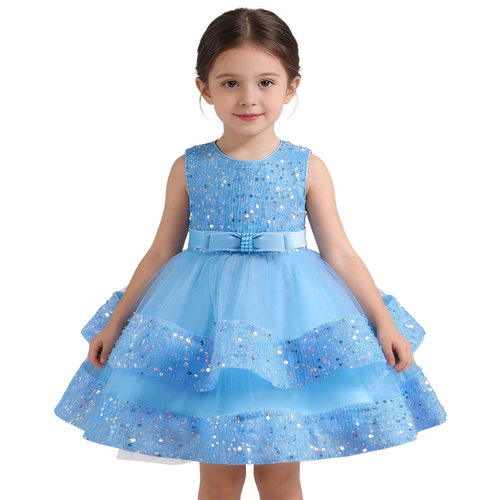 QUOTAY Spring Summer Girls Formal Party Dress Sparkling Bow Pageant ...