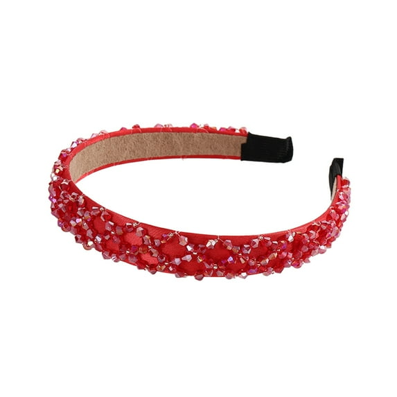 QUOTAY Style Elegant Rhinestone Headband for Women Fashion Hair Accessory Daily Use and Party 01_Red,One Size