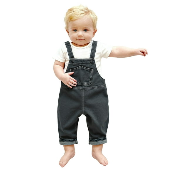 QUOTAY Stylish Girls Denim Overalls Versatile Casual Jumpsuit for Toddlers and Kids Everyday Soft Comfortable Durable Toddler Pants 01_Grey,2-3 Years