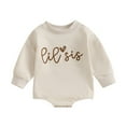 thumbnail image 1 of QUOTAY Toddler Baby Girl Clothes Long Sleeve Pullover Sweatshirt Baby Romper Fall Winter Cute Sister Matching Outfits 01_WH2,12-18 Months, 1 of 3