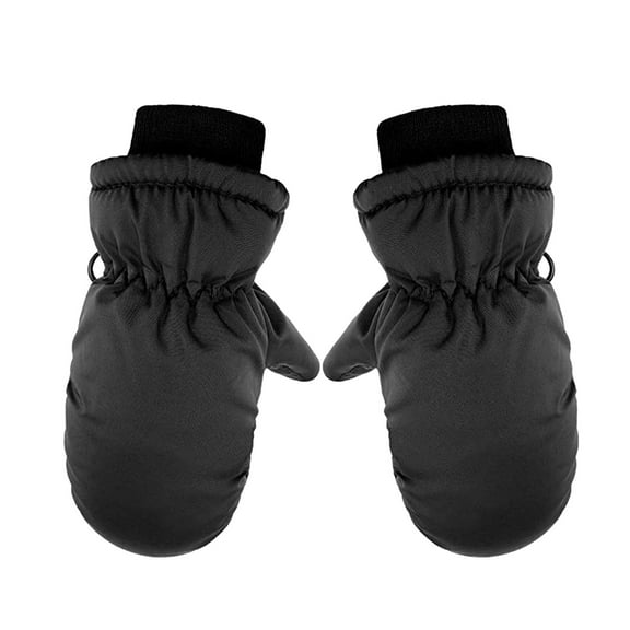 QUOTAY Toddler Gloves Ski Mittens for Boys and Girls Windproof Warm Pairs for Children 3 to 5 Years Old 01_Black,One Size