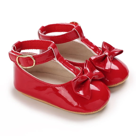 QUOTAY Toddler Kids Baby Girls Bowknot Shoes Soft Sole for Floor Barefoot Non First Prewalker Shoes Cute Slippers 02_Red,0-6 Months