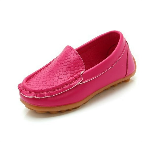 QUOTAY Toddler Little Kid Boys Girls Soft on Loafers Dress Flat Shoes Boat Shoes Casual Kids Slippers Candy Colors Hot Pink，15-18 Months