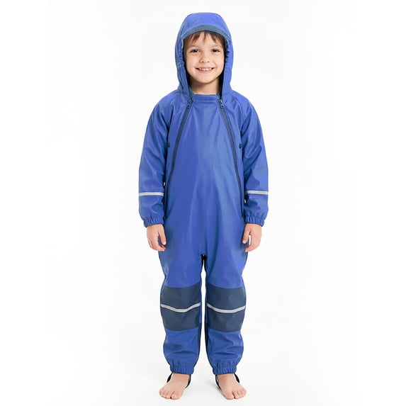 QUOTAY Toddler Rain Coat Boys And Girls Thick Waterproof One-Piece Raincoat For Children Outdoor Daily Use Ages 1-9 Years Rain Poncho Kids Blue,100
