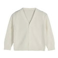 thumbnail image 1 of QUOTAY Toddler Sweater Cardigan Long Sleeve Button Front Knit Coat for Baby Kids and Girls Soft Crew Neck Open Front Outerwear Sizes 1-8 Years White,8-9 Years, 1 of 3