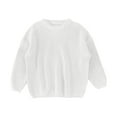 thumbnail image 1 of QUOTAY Toddler Sweater for Baby Girl and Boy Solid Color Round Neck Long Sleeve Knit Pullover for Fall and Winter Clothes White,3-4 Years, 1 of 2