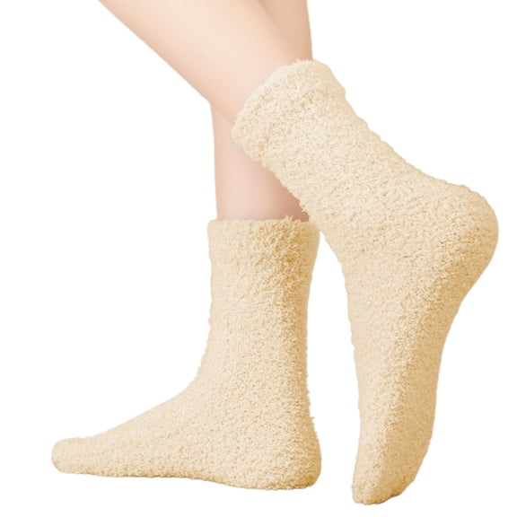 QUOTAY Two Toe Stockings Thermal Winter Socks with for Warmth and Comfort Cozy Socks for Women Medium Calf Length Split Toe Hosiery 02_Light Yellow，One Size