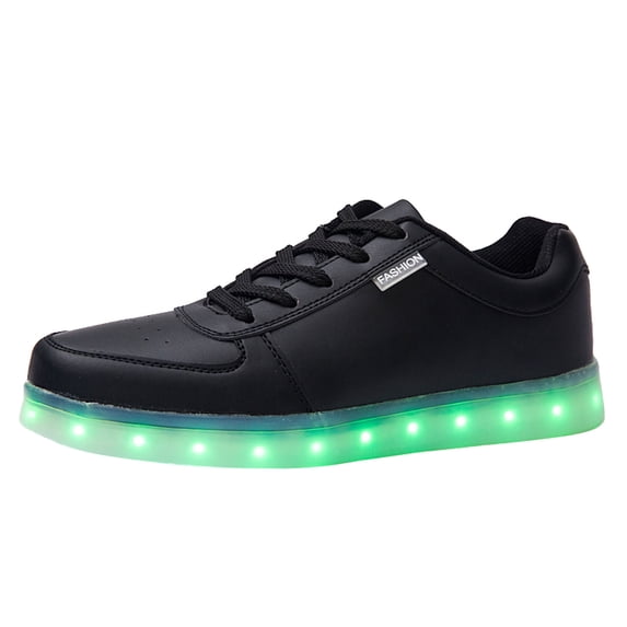 QUOTAY Unisex LED Light Shoes High Top Light Flashing Trainers USB Charging Shoes for Children Kids Slippers Age 3-11 01_Black,9.5-10 Years