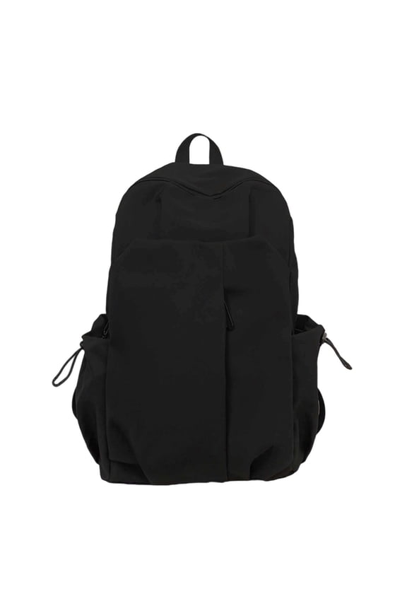 Unisex Large Capacity Student Backpack Korean Style Couple Solid Color Casual Double Shoulder Bag Backpack for School Black,One Size