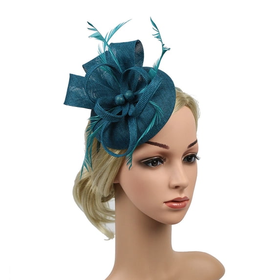 QUOTAY Wedding Prom Plush Hair Fascinator Headpiece Handmade Headband with Clip for Women Casual Party 04_Greenï¼One Size