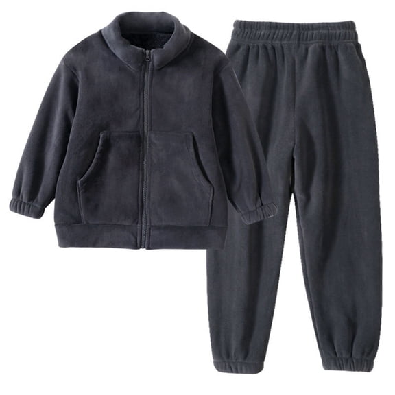 QUOTAY Winter Pajamas for Girls Two Piece Set Cozy Thermal Loungewear for Cold Weather Indoor and Outdoor Soft Kids Sleepwear Dark Gray，11-12 Years