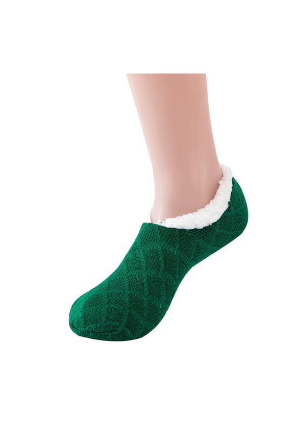 Winter Solid Color Brushed Thick Warm Socks Home Slipper Socks Non Ski Socks Cozy Indoor Floor Booties F,One Size