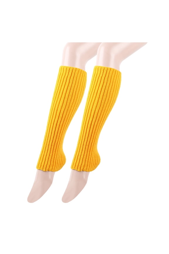 Winter Warm Loose Fashionable Retro Knitted Leg Warmers for Girls Cozy Socks Stackable Sock Sleeves Ankle to Knee Length 02_Light Yellow,One Size