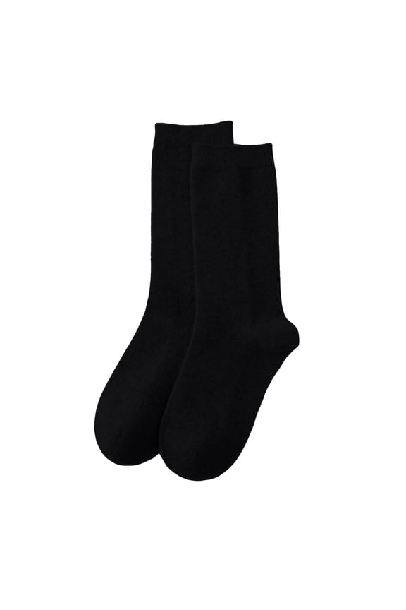 Women Casual Home Socks Warm Solid Color Mid Calf Cozy Socks for Sleeping and Indoor Comfort Winter Wear Black,One Size