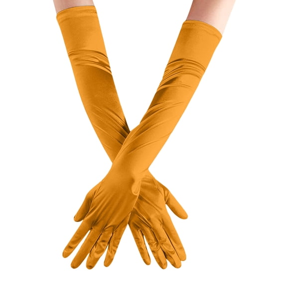 QUOTAY Women Solid Color Satin Wedding Party Photo Carnival Party Elegant Gloves for Women for Yellow,One Size