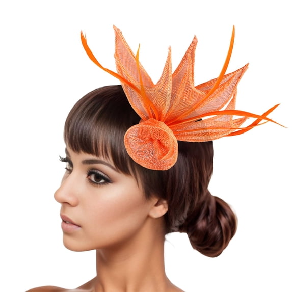 QUOTAY Women's Fashion Headbands Fascinator Flower Hair Rose Headpiece for Wedding Party Hats for Women Z03_Orange,One Size