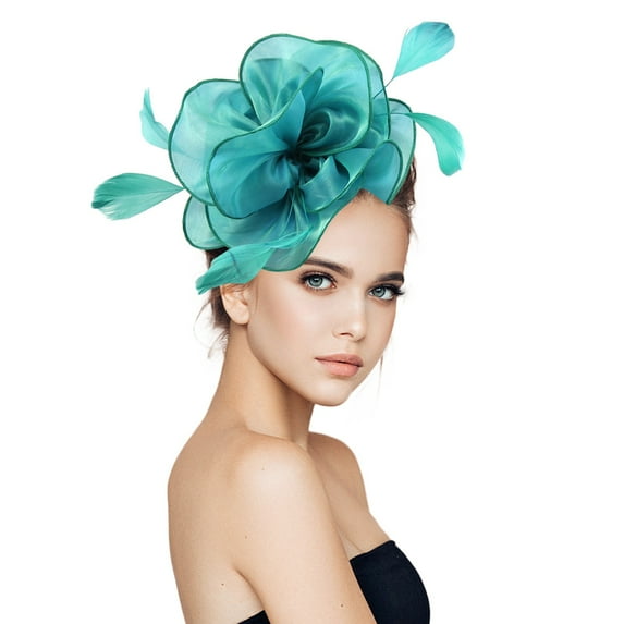 QUOTAY Women's Flower Fascinator Hat with Mesh for Tea Party Wedding and Elegant Headpiece 01_Green,One Size
